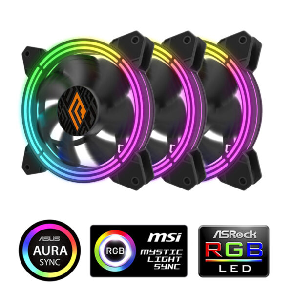 VENTOLA ZEPHYR 120 RGB 3IN1 PWM BLK PACK 3 VENTOLE 120MM ARGB CONTROLLE