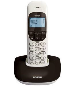 TELEFONO CORDLESS BRONDI NICE BICOLORE NERO/BIAN RUBRICA/ID CALL