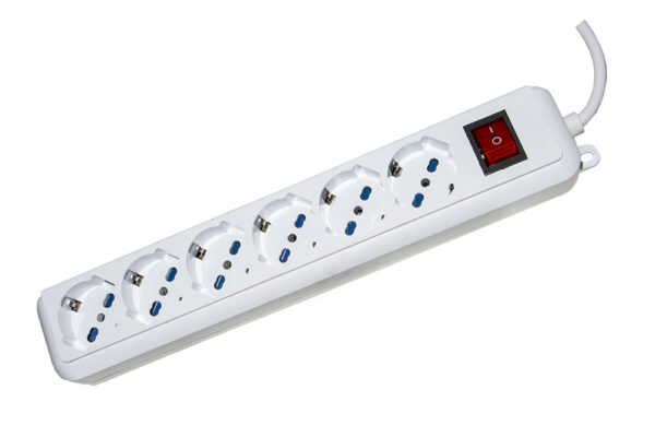 PRESA MULTIPLA LINK 6 SCHUKO CON INTERRUTTORE CAVO 1,5MT BIANCA