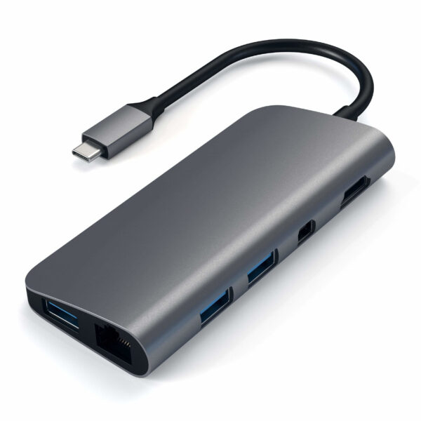 ADATTATORE TYPE C MULTIPORT SPACEGR HDMI4K-MDP4K-3USB3-USBCPOW-GBIT-SD