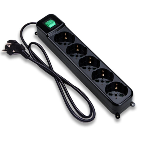 PRESA MULTIPLA TECNOWARE 5 SCHUKO INTERRUTTOR NERA TOGHETER ON