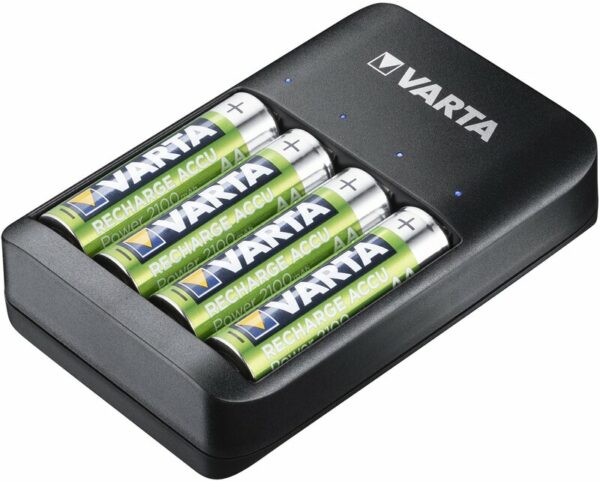 CARICA BATTERIE + 4PILE STILO AA 2100 MAH VARTA