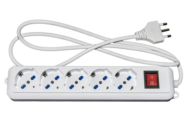 PRESA MULTIPLA LINK 5 SCHUKO CON INTERRUTTORE CAVO 1,5MT BIANCA