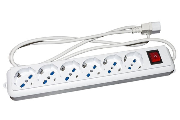 PRESA MULTIPLA LINK 6 SCHUKO X UPS SPINA IEC C14 CON INTERRUTT. BIANCA