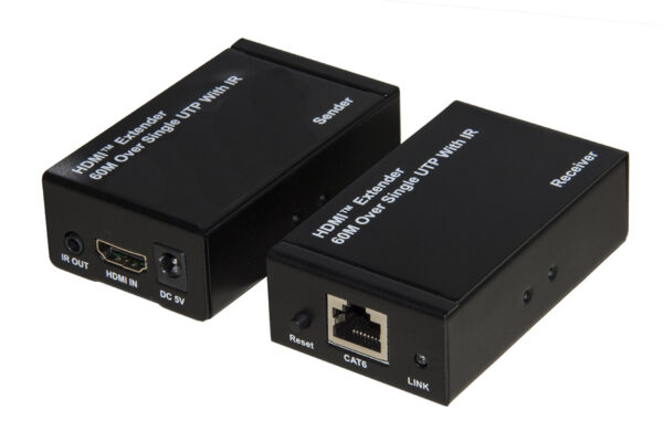 EXTENDER HDMI TRAMITE CAVO RETE CAT 5/6 FINO 60MT INFR.TELEC. POC